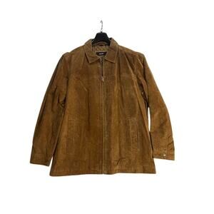 VTG Alfani Jacket Mens Light Brown Suede Full Zip 90s Y2K L
